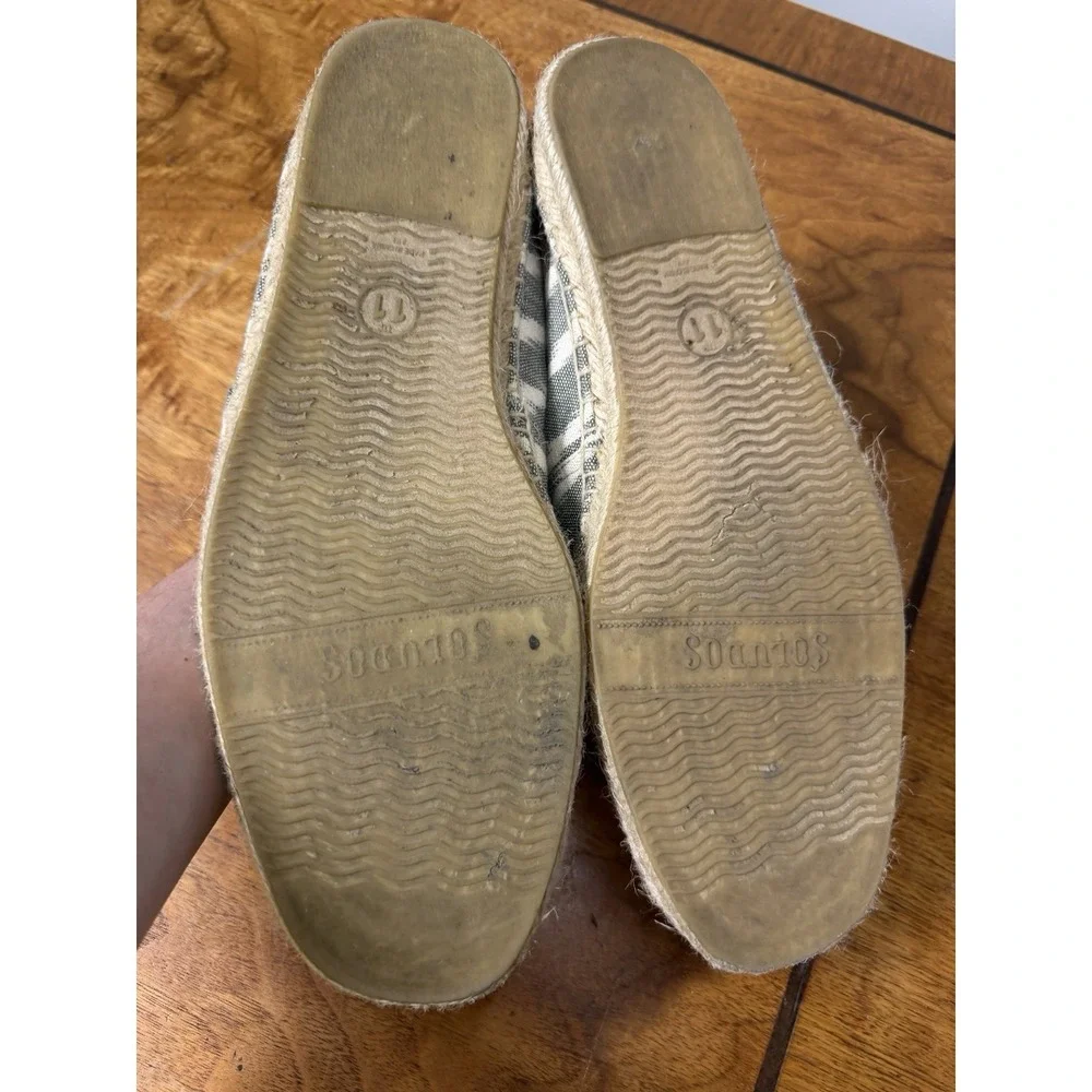 Soludos Women's 11 Gray‎ Striped Smoking Espadrille Slip On Shoes Light Sneakers